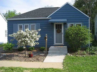small blue house exterior