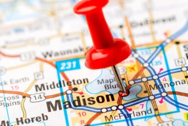 madison map with pin head